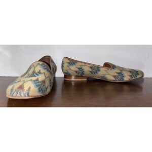ZALO Woven Tapestry Flat Slipper Shoes Leather Trim and Soles Size 6.5M
